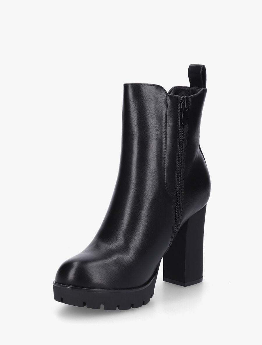 Bottines à talon et strass en simili - Noir - 3