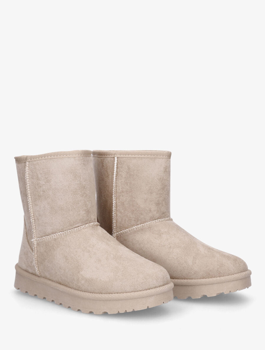 Boots unies en suédine - Beige - 4