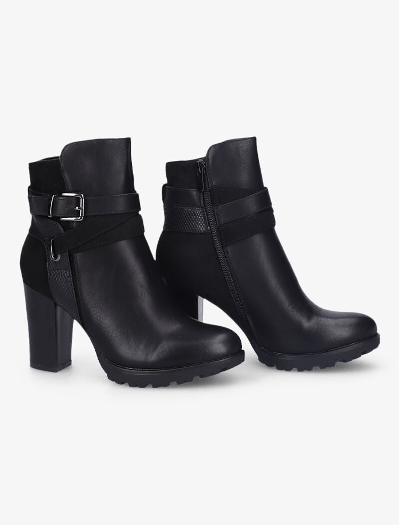 Bottines à empiècement stylisé effet python - Noir - 3