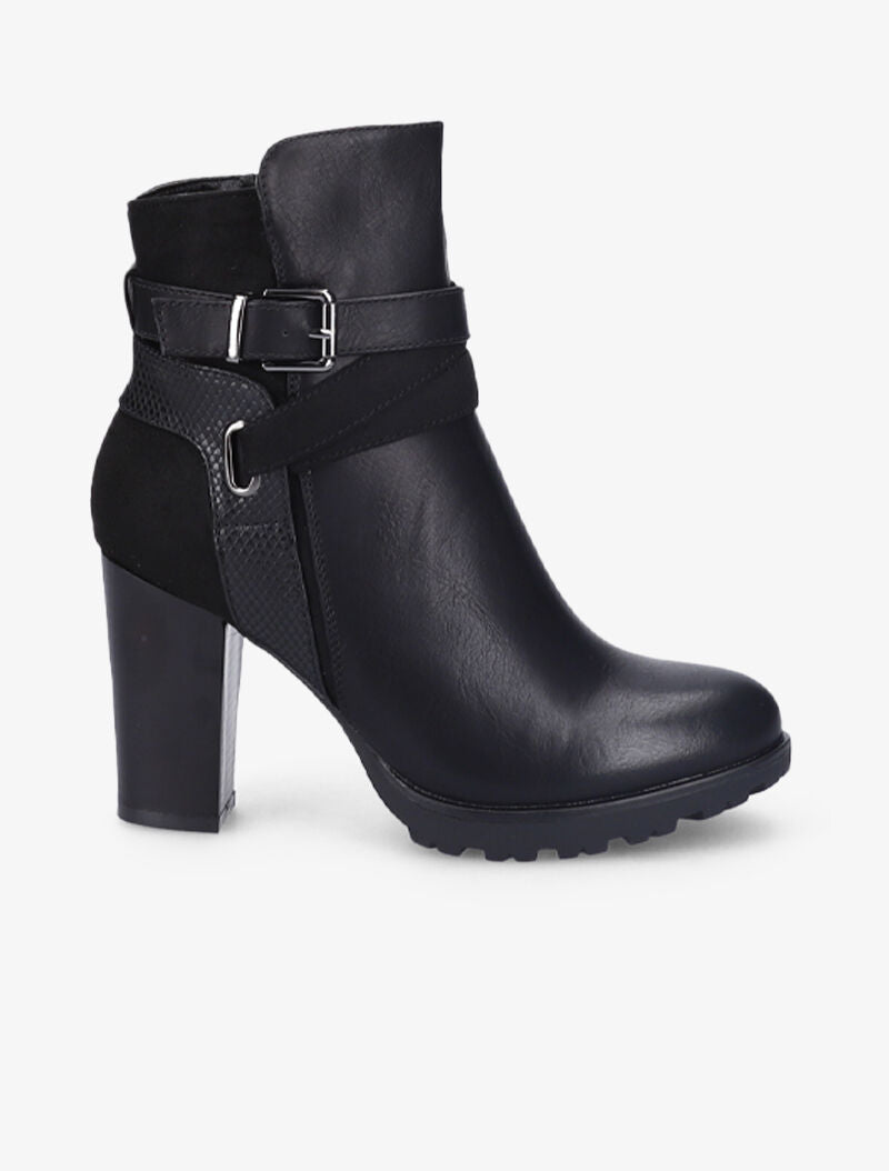 Bottines à empiècement stylisé effet python - Noir - 4
