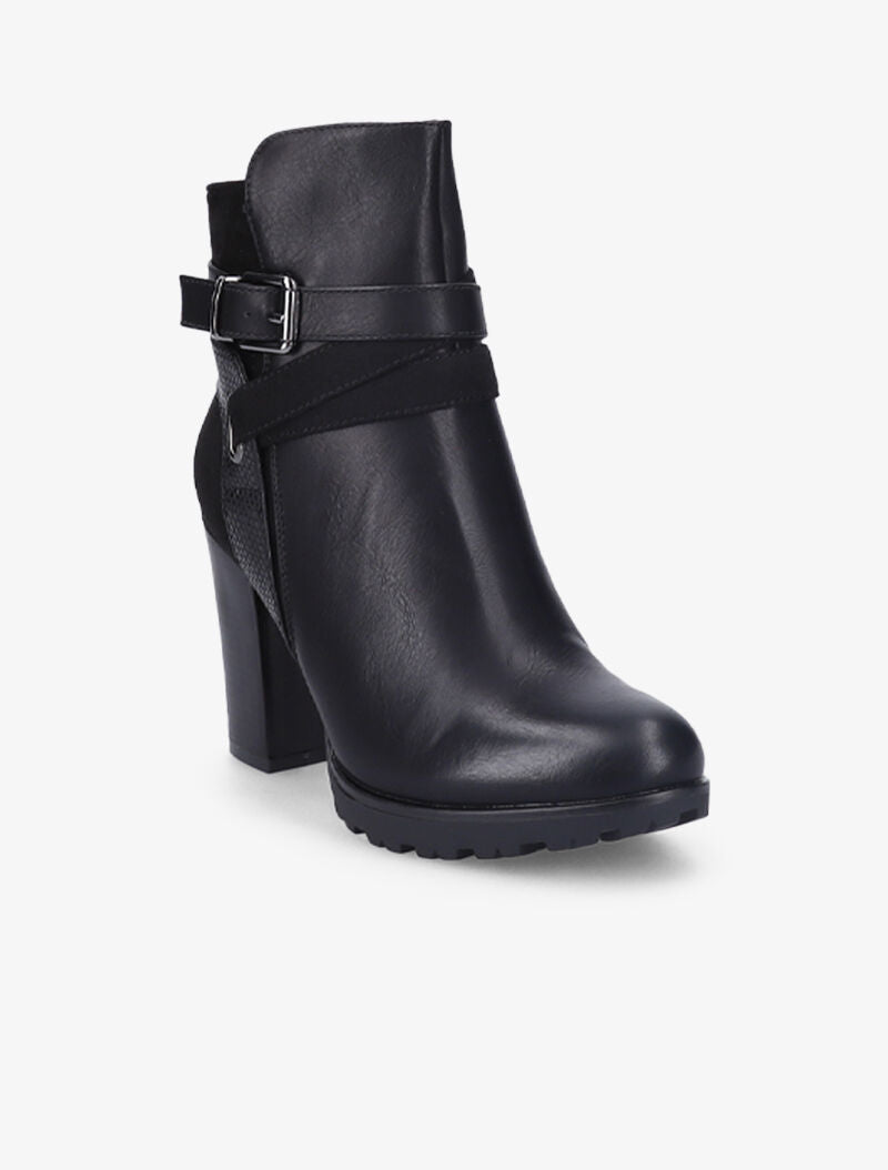 Bottines à empiècement stylisé effet python - Noir - 5