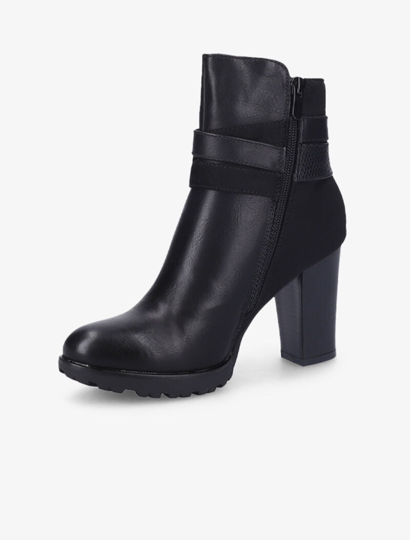 Bottines à empiècement stylisé effet python - Noir - 6
