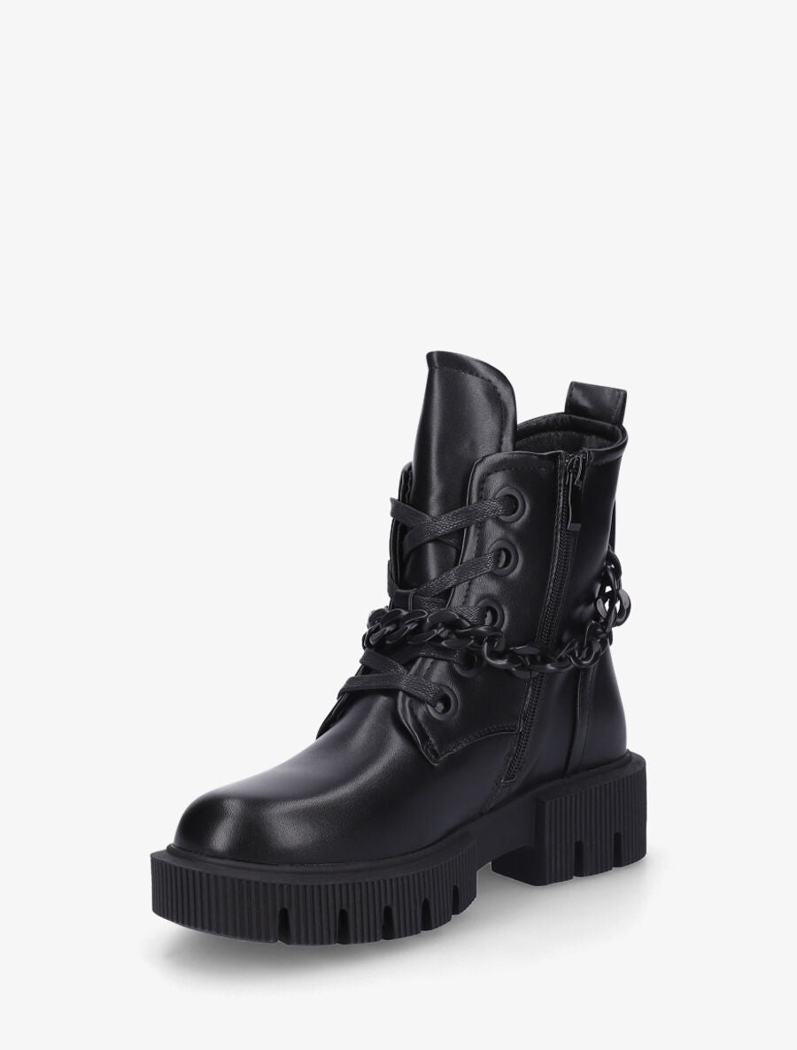 Bottines en simili et chaîne en maille - Noir - 3