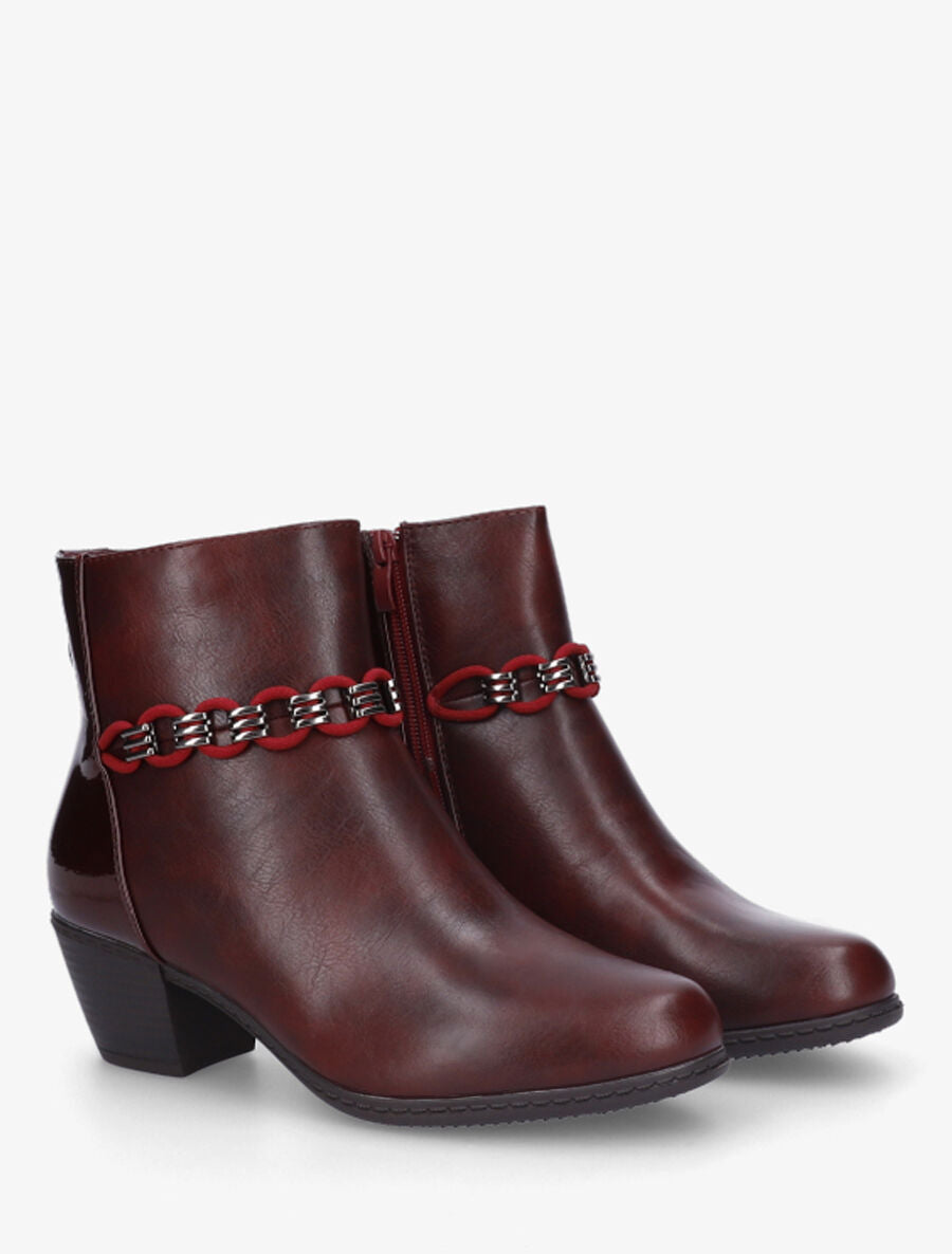 Bottines en simili à contrefort vernis - Bordeaux - 4