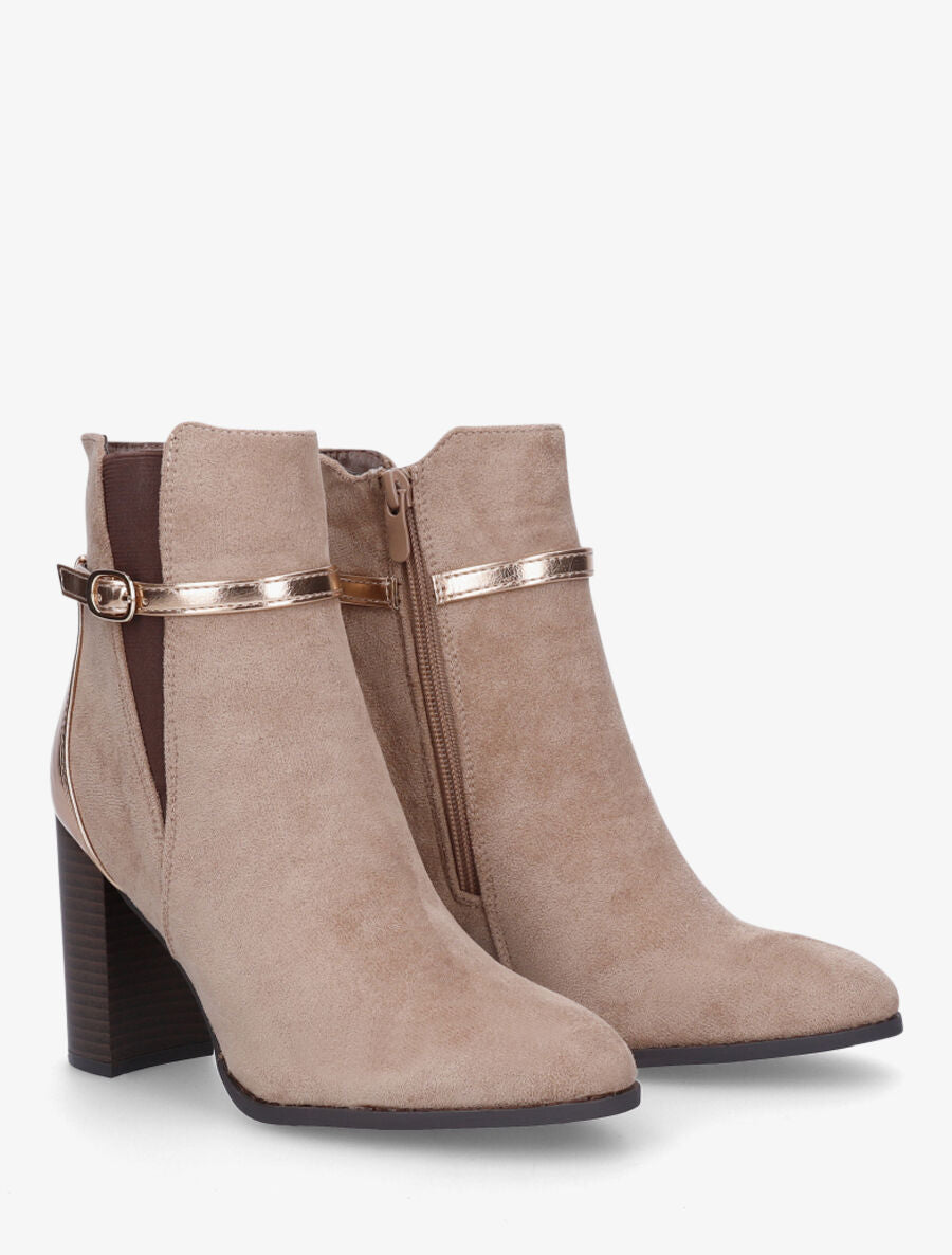 Bottines élastiquées bi-matière - Taupe - 4