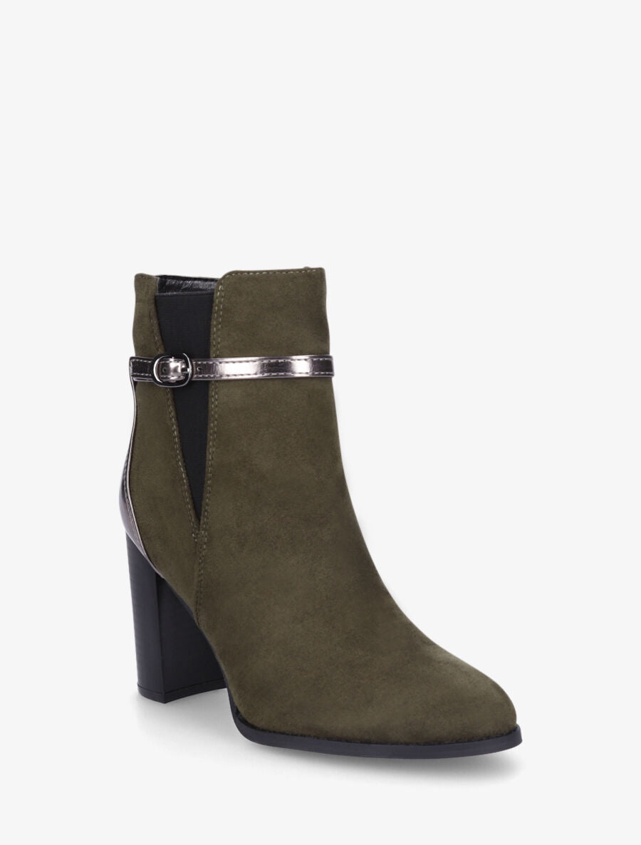 Bottines élastiquées bi-matière - Kaki - 2
