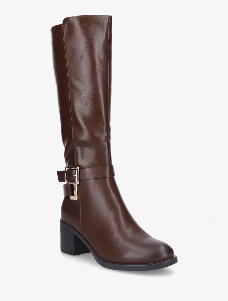 Bottes en simili à boucles décoratives - Marron - 2