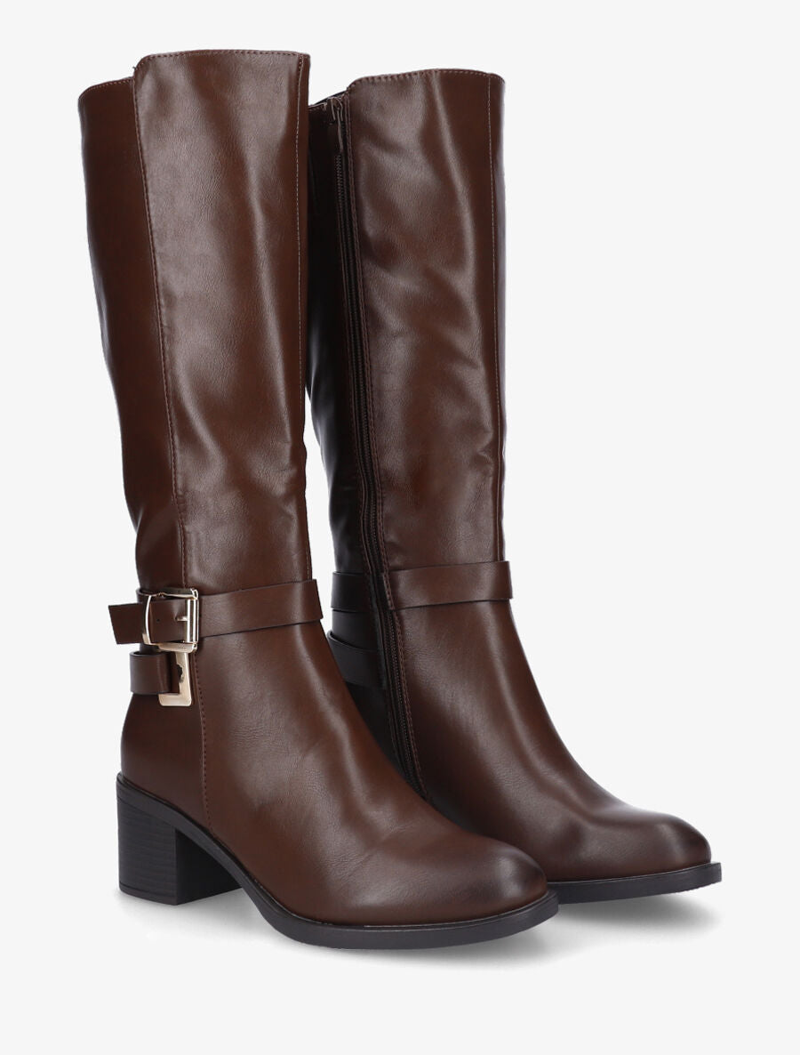 Bottes en simili à boucles décoratives - Marron - 4
