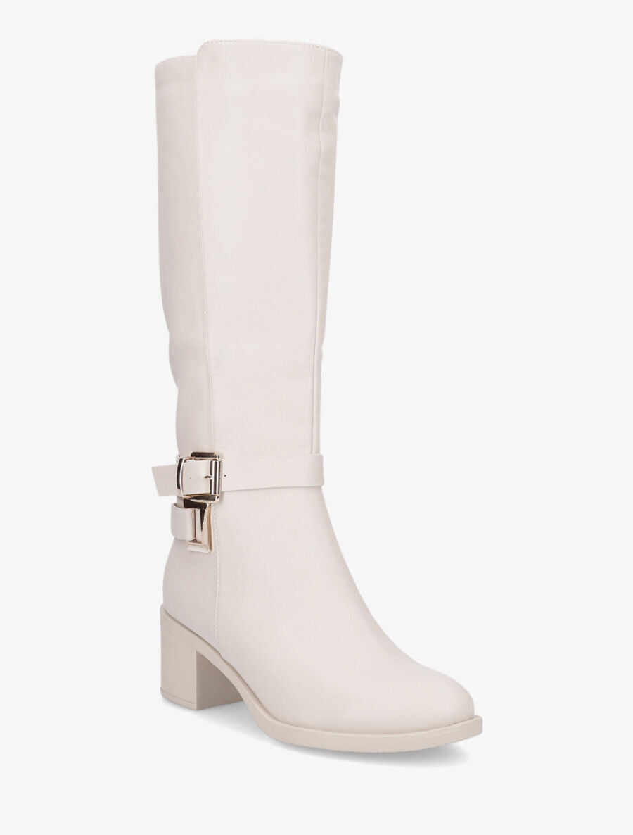 Bottes en simili à boucles décoratives - Beige - 2