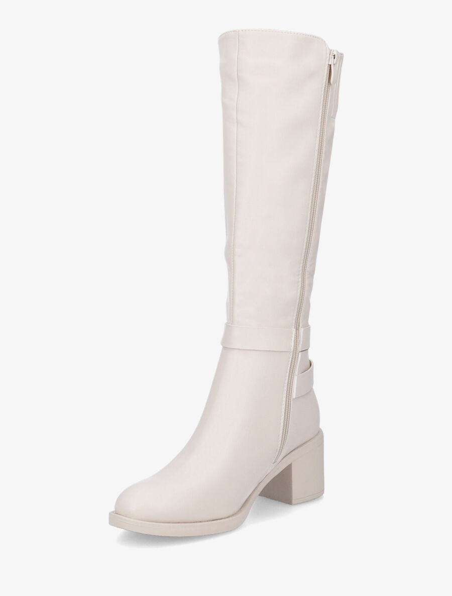 Bottes en simili à boucles décoratives - Beige - 3