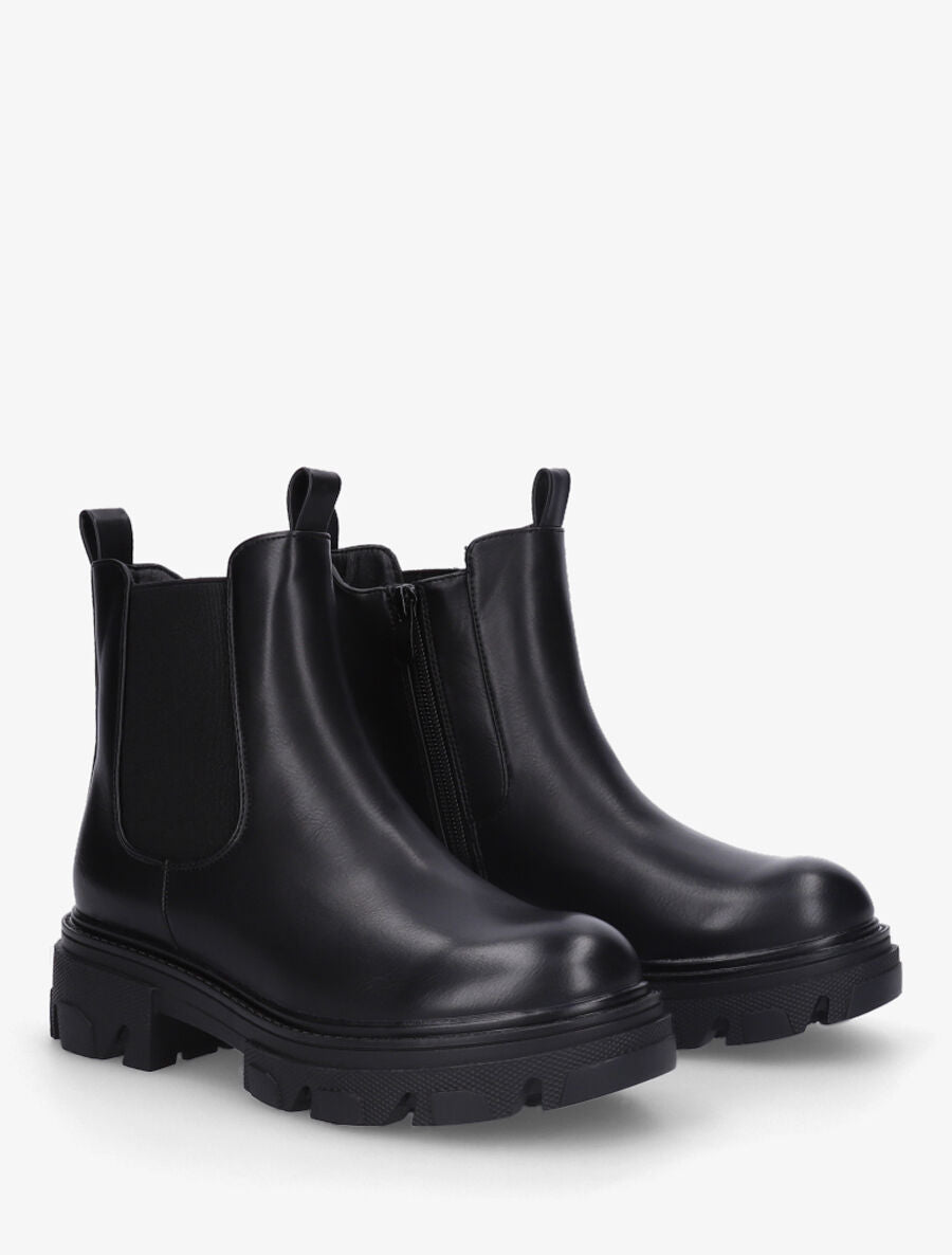 Bottines en simili et semelle crantée - Noir - 4