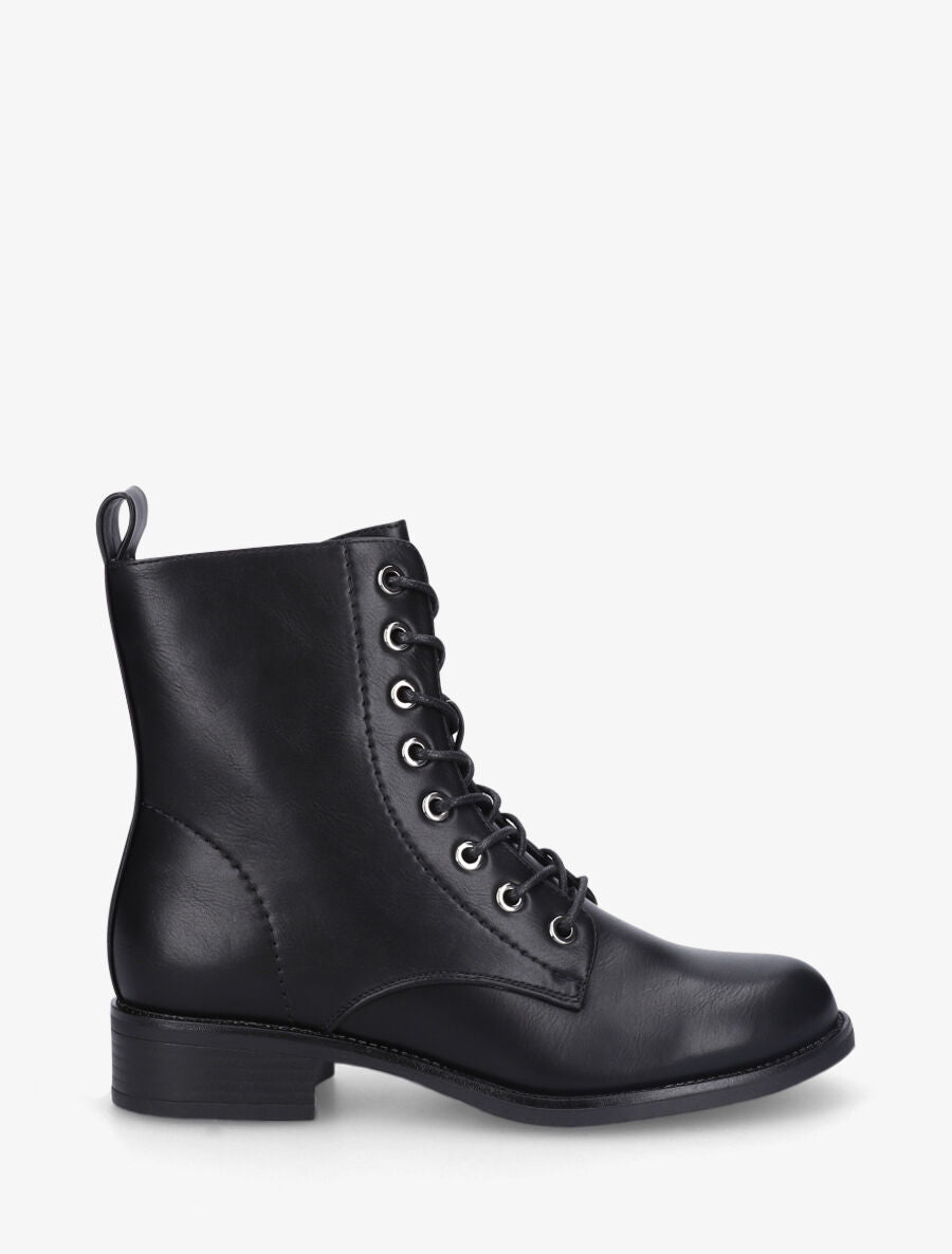 Bottines plates à lacets - Noir - 1