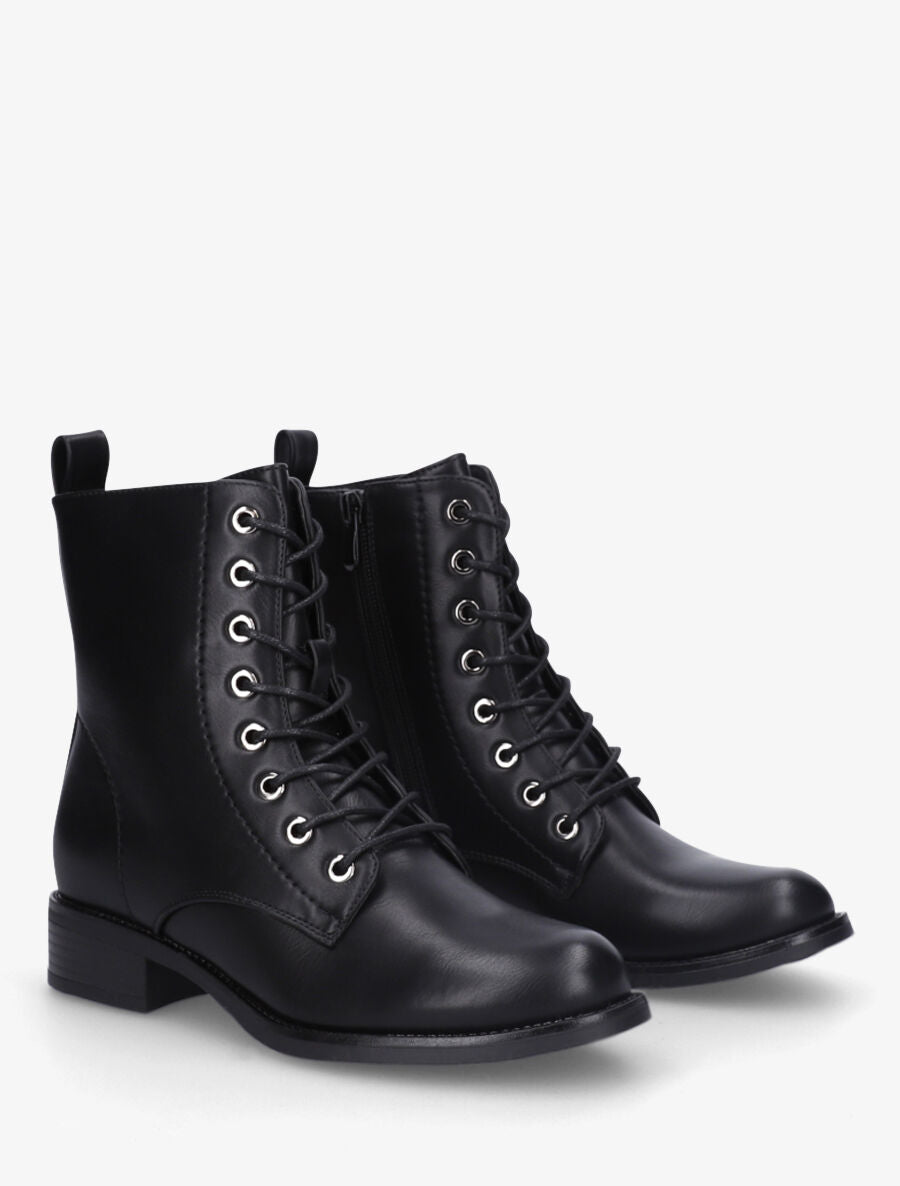 Bottines plates à lacets - Noir - 4