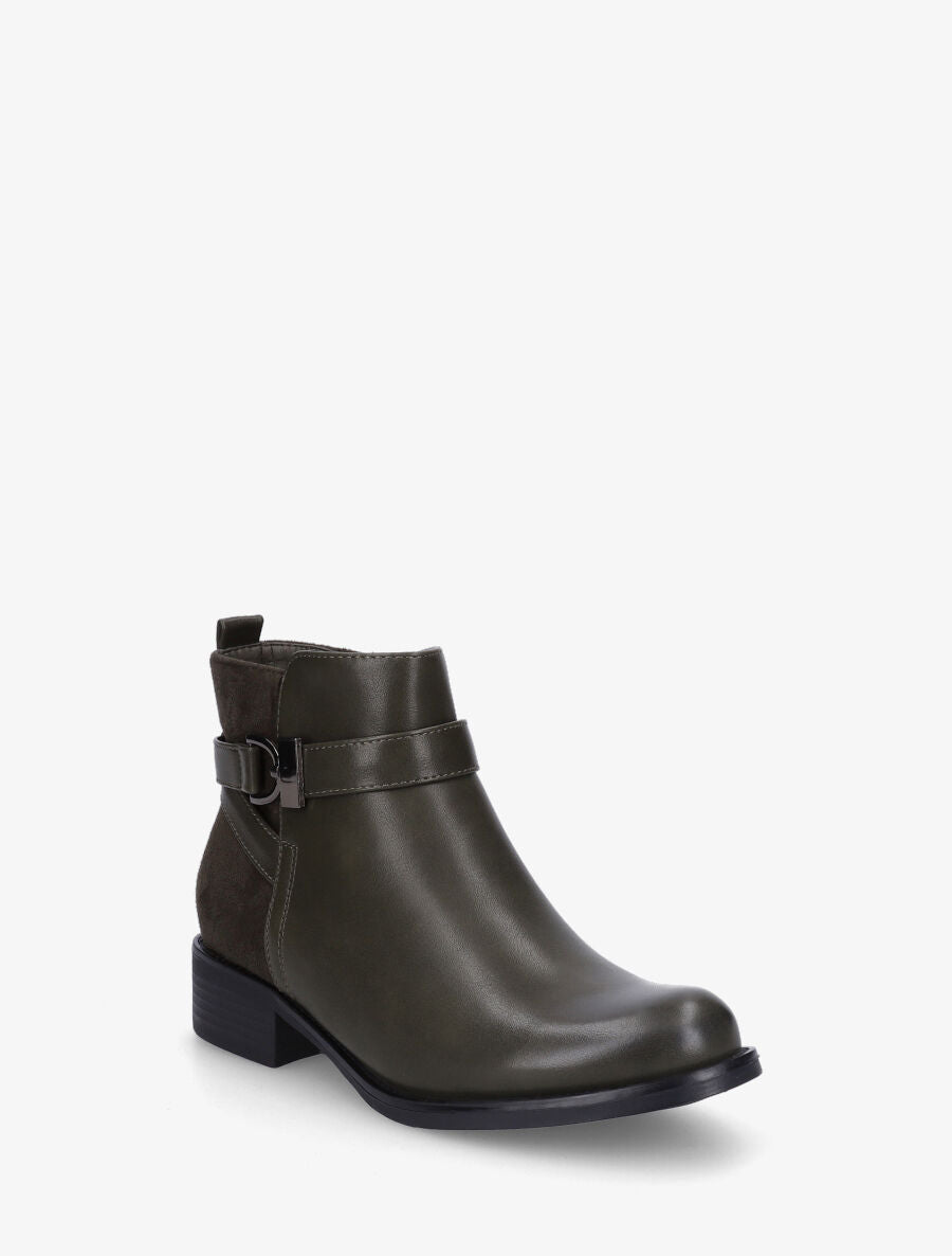 Bottines bi-matière à boucle - Kaki - 2