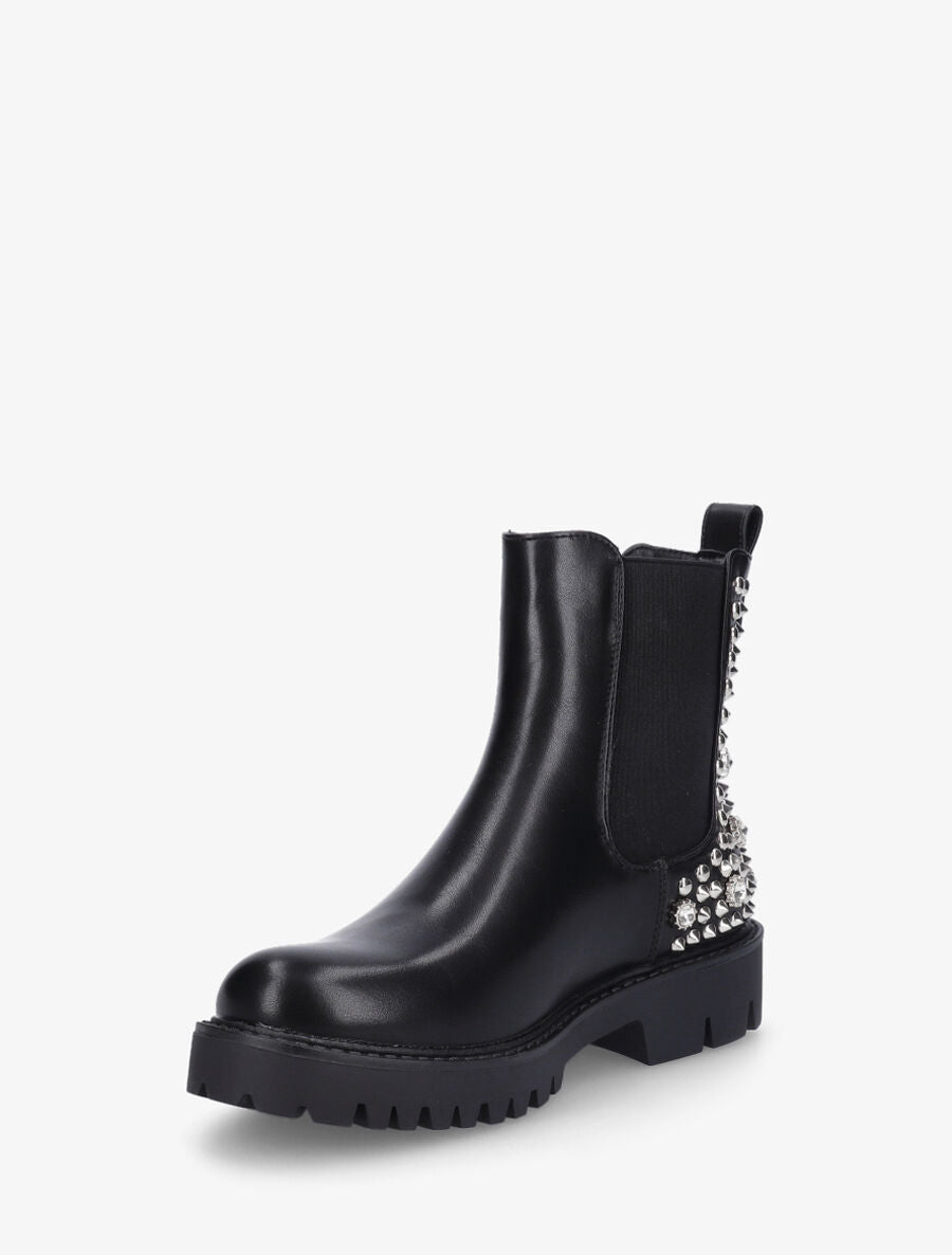 Bottines en simili à clous fantaisies - Noir/argent - 3