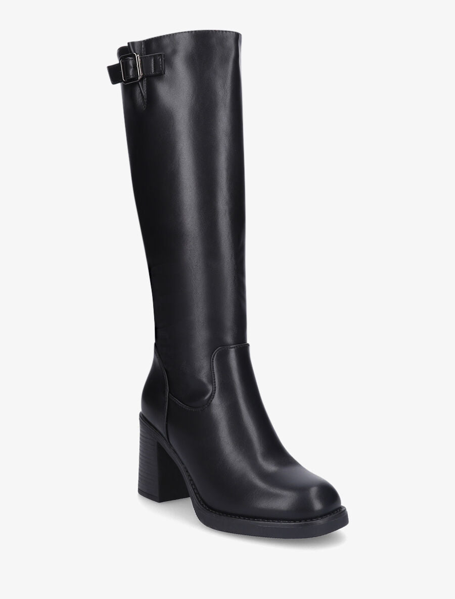 Bottes à talon en simili - Noir - 2