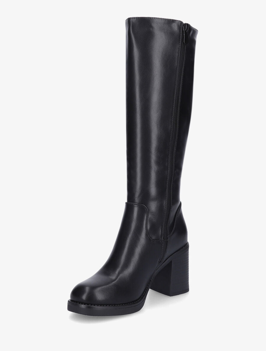 Bottes à talon en simili - Noir - 3
