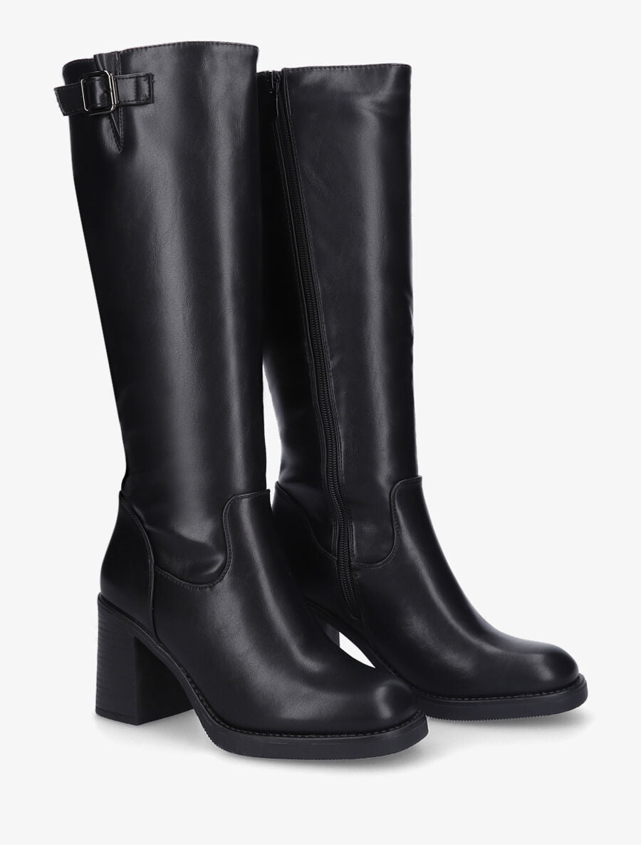 Bottes à talon en simili - Noir - 4