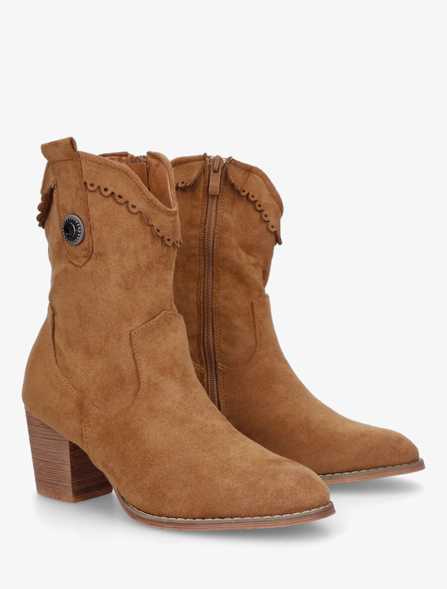 Bottines fantaisies à talon - Camel - 4