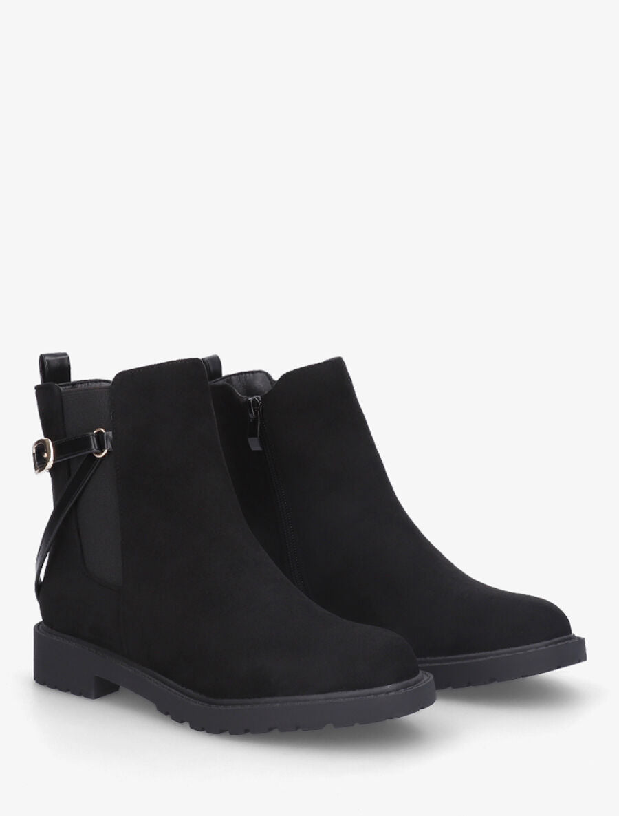 Bottines élastiquées en suédine - Noir - 4