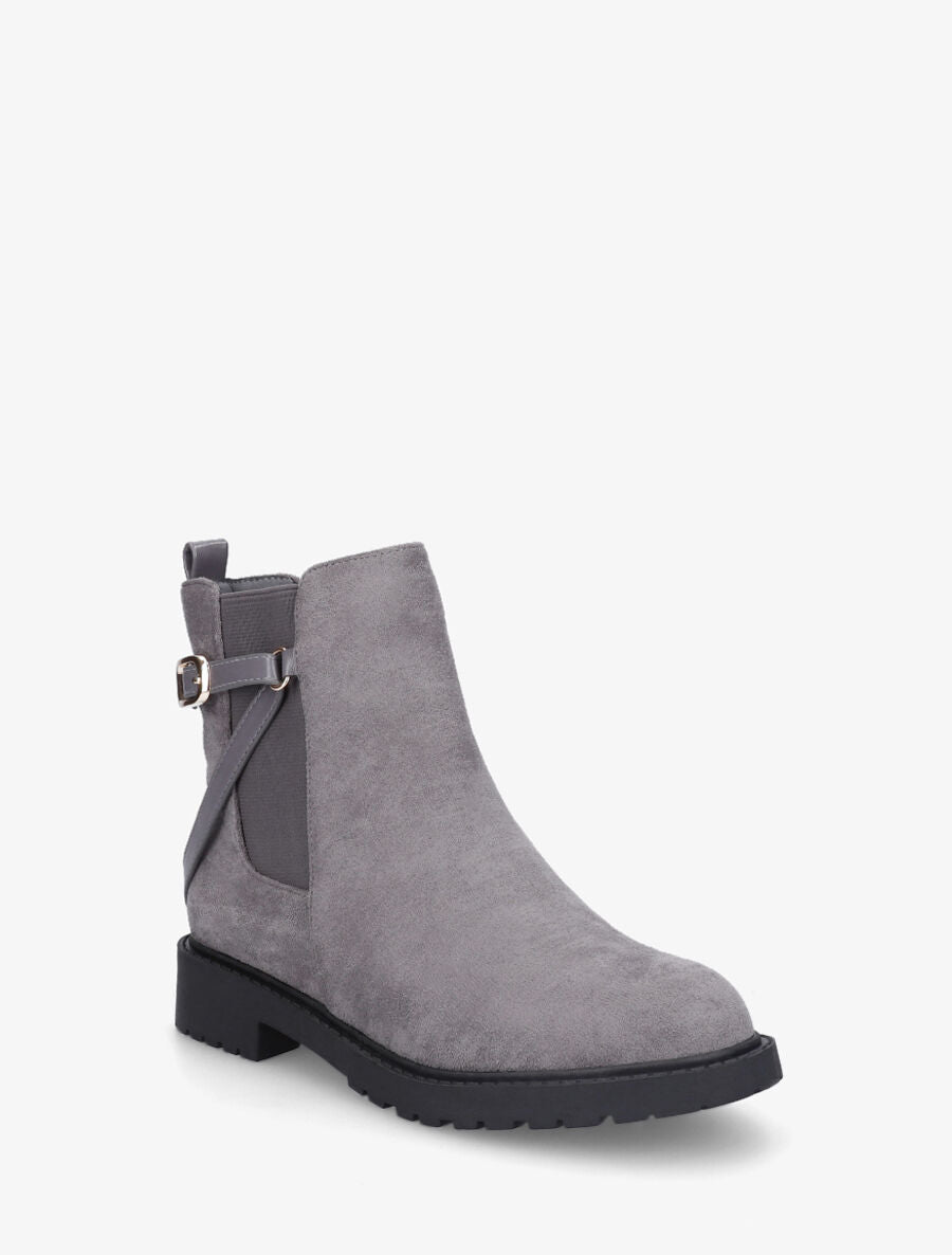 Bottines élastiquées en suédine - Gris - 2