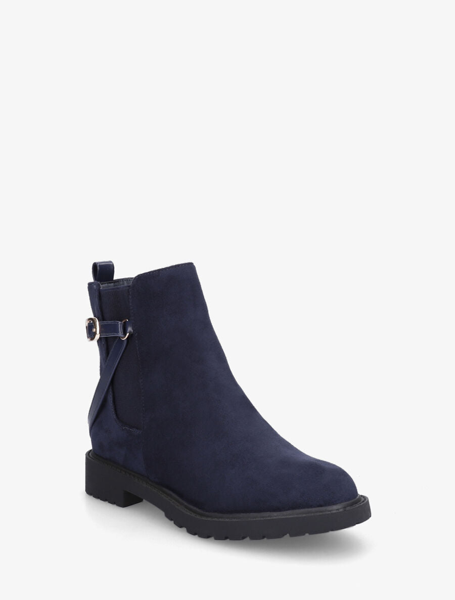 Bottines élastiquées en suédine - Marine - 2