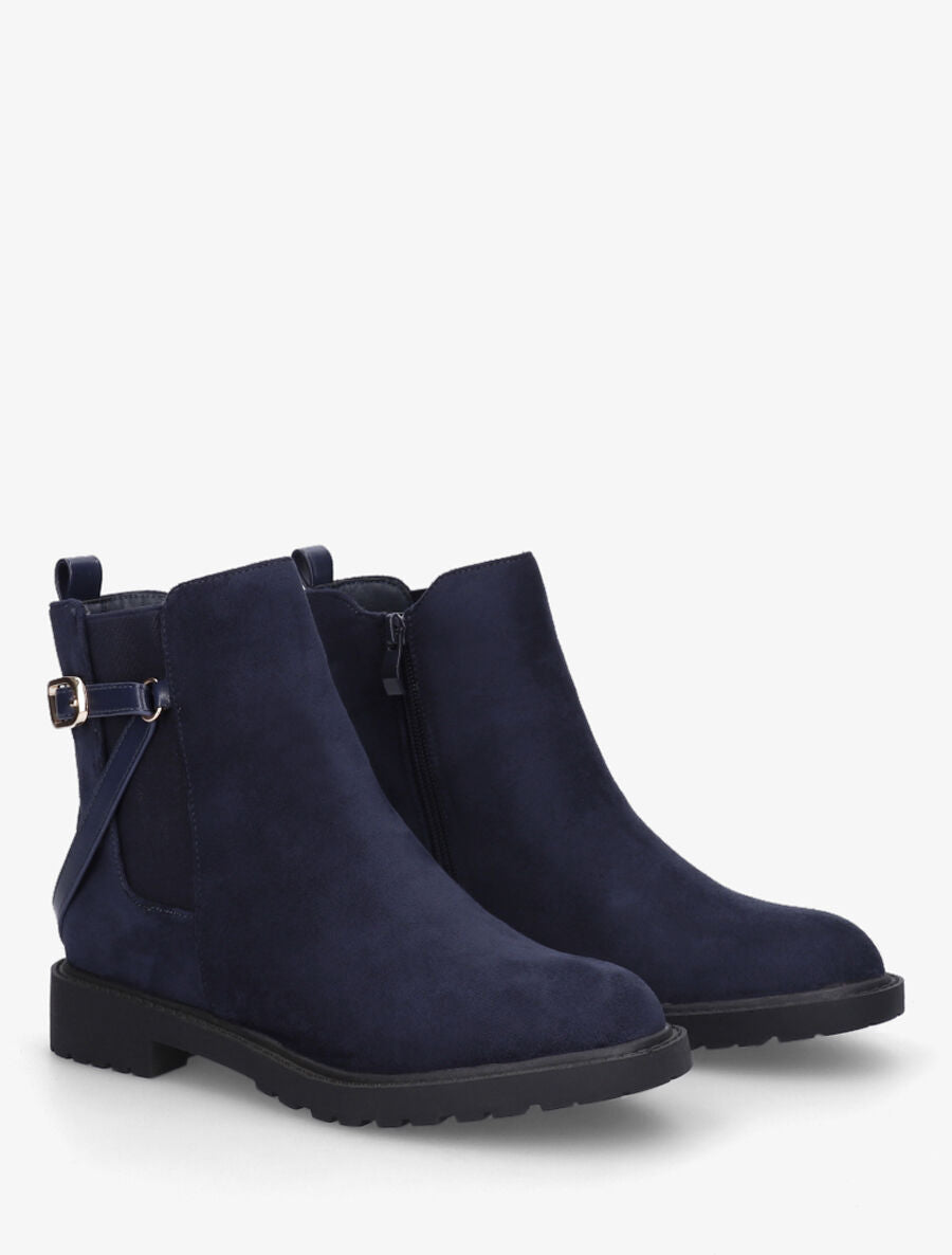 Bottines élastiquées en suédine - Marine - 4
