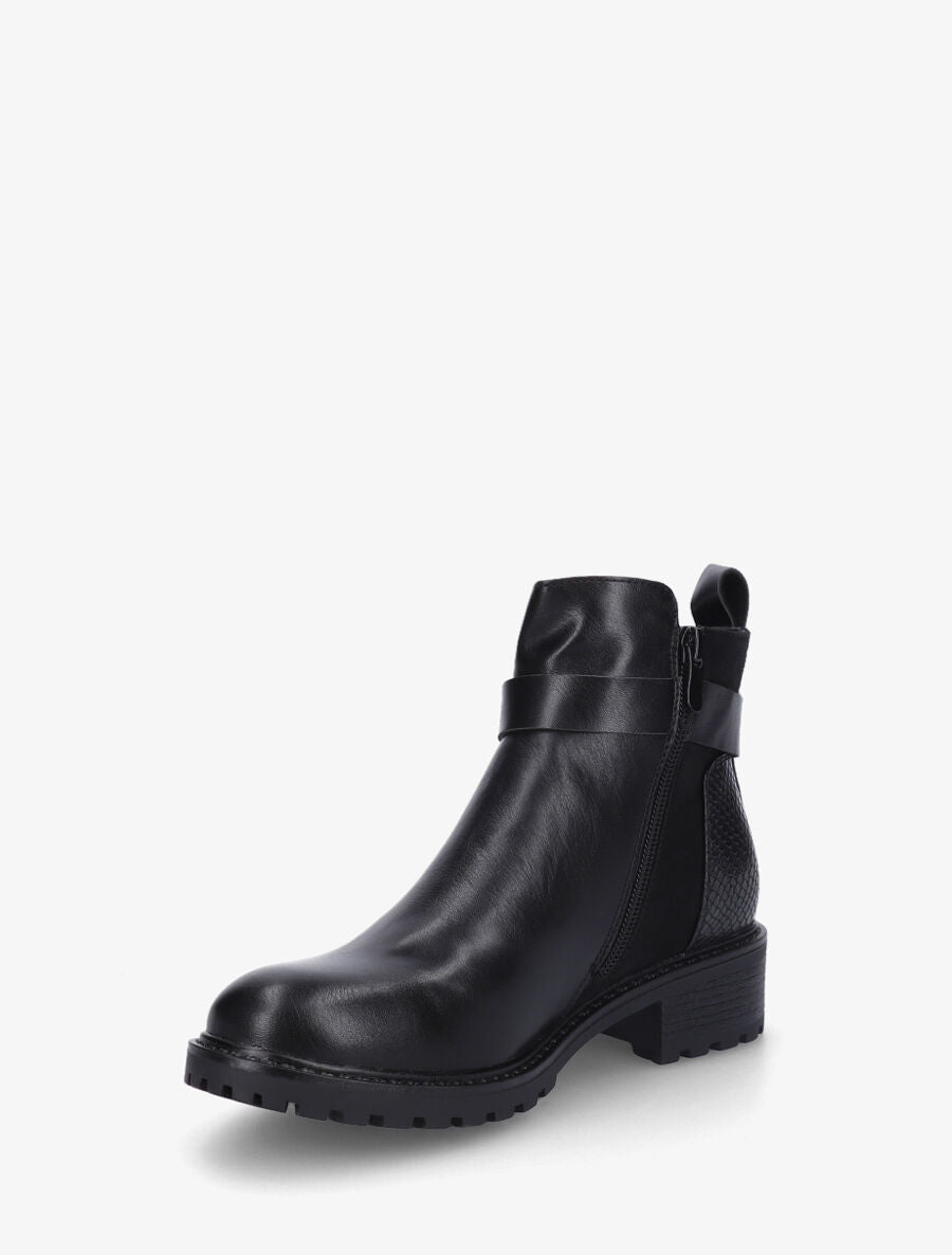 Bottines plates contrefort python - Noir - 3
