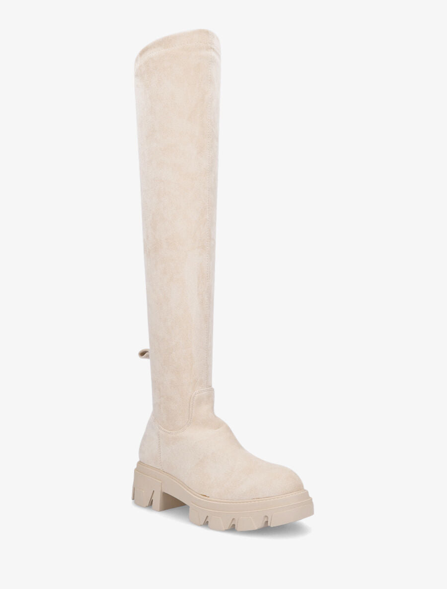 Cuissardes unies en suédine - Beige - 2