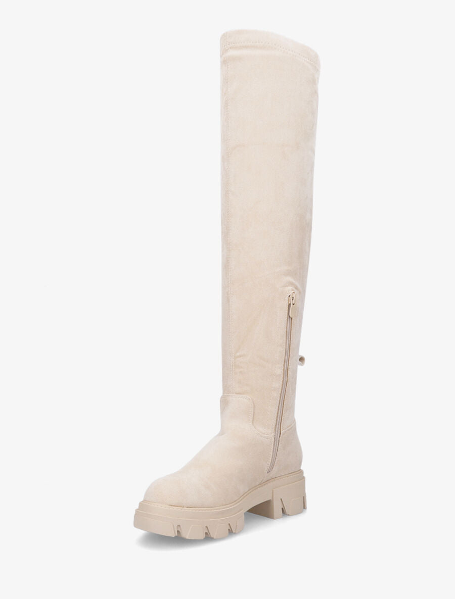 Cuissardes unies en suédine - Beige - 3