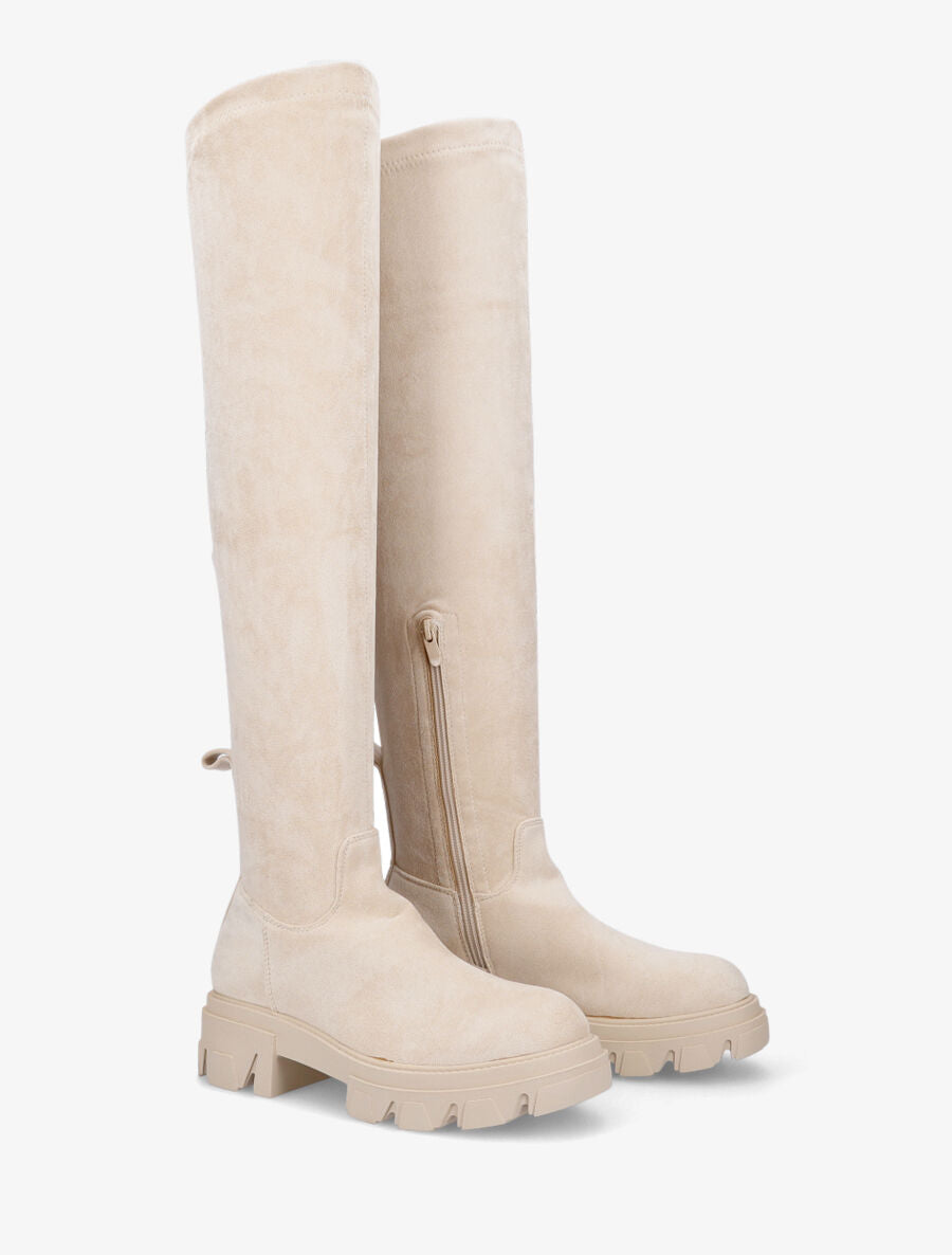 Cuissardes unies en suédine - Beige - 4