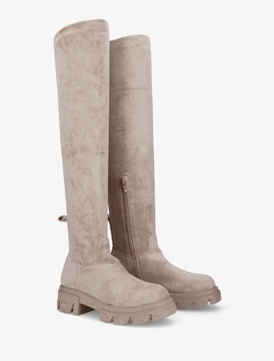 Cuissardes unies en suédine - Taupe - 4