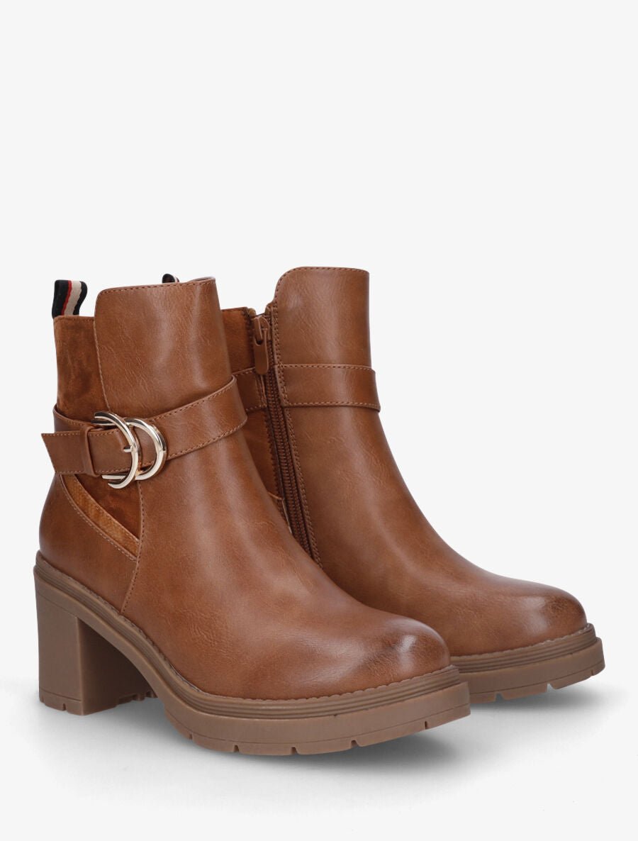 Bottines mi-hautes bi-matière - Camel - 4
