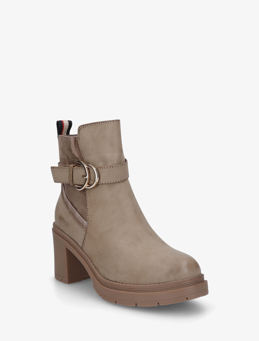 Bottines mi-hautes bi-matière - Taupe - 2