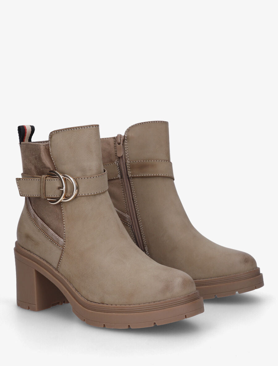 Bottines mi-hautes bi-matière - Taupe - 4