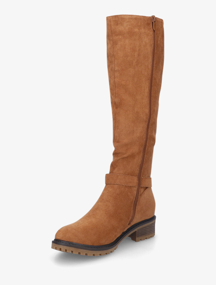 Bottes plates en suédine boucle fantaisie - Camel - 3