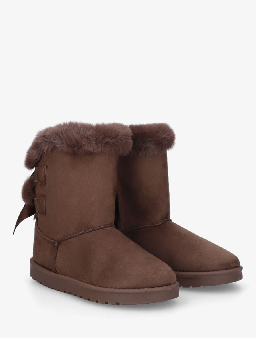 Bottines montantes fourrées à noeud - Marron - 4