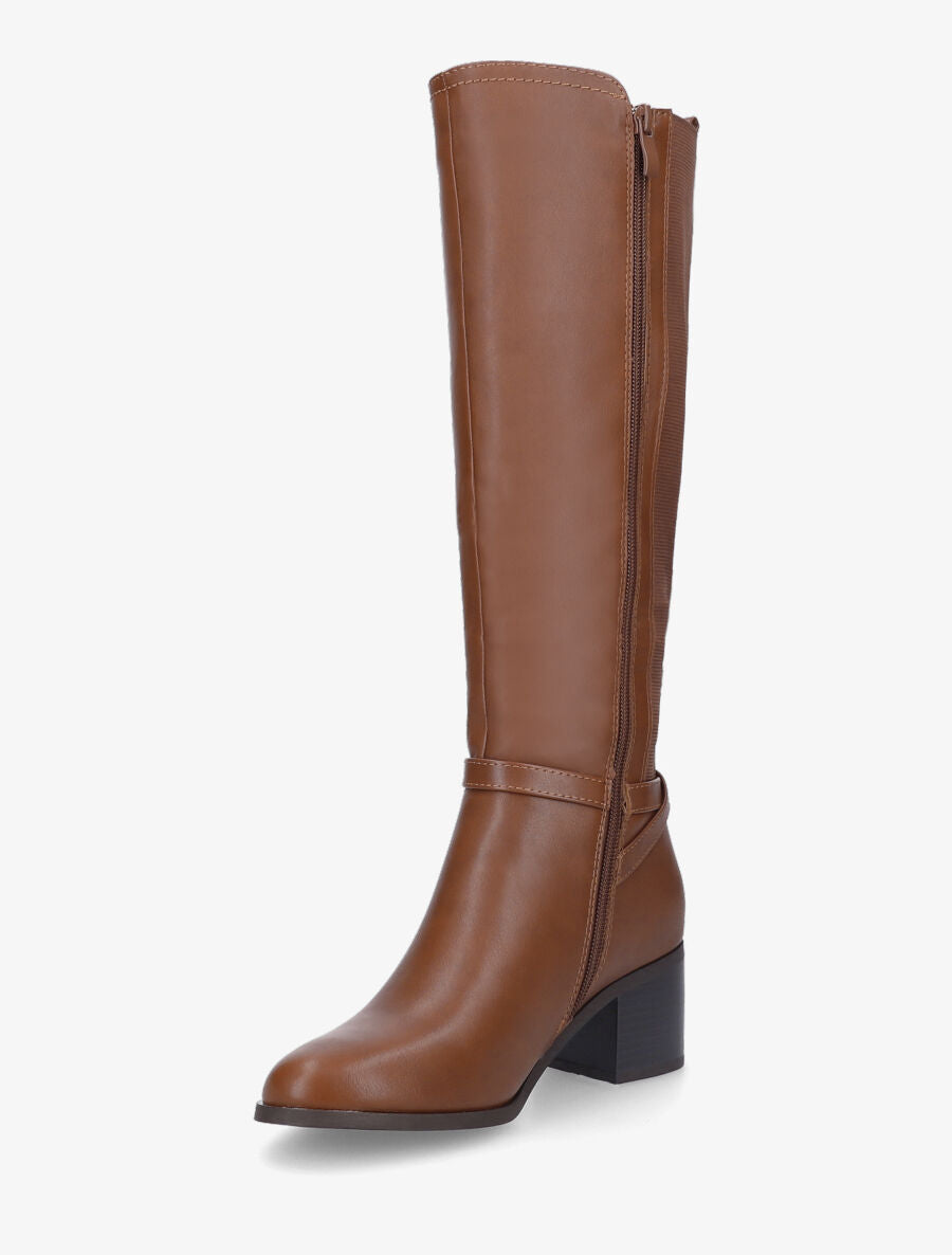Bottes unies élastiquées - Camel - 3