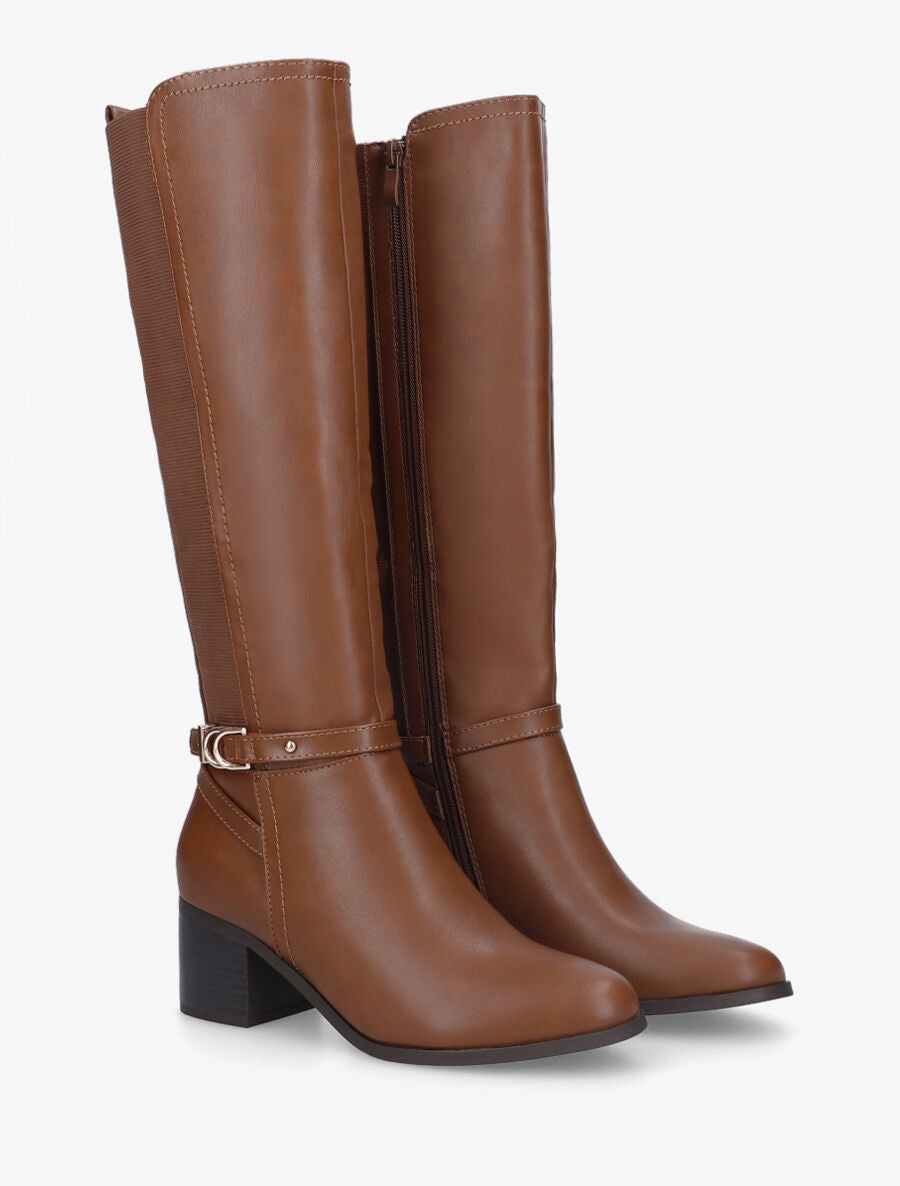 Bottes unies élastiquées - Camel - 4