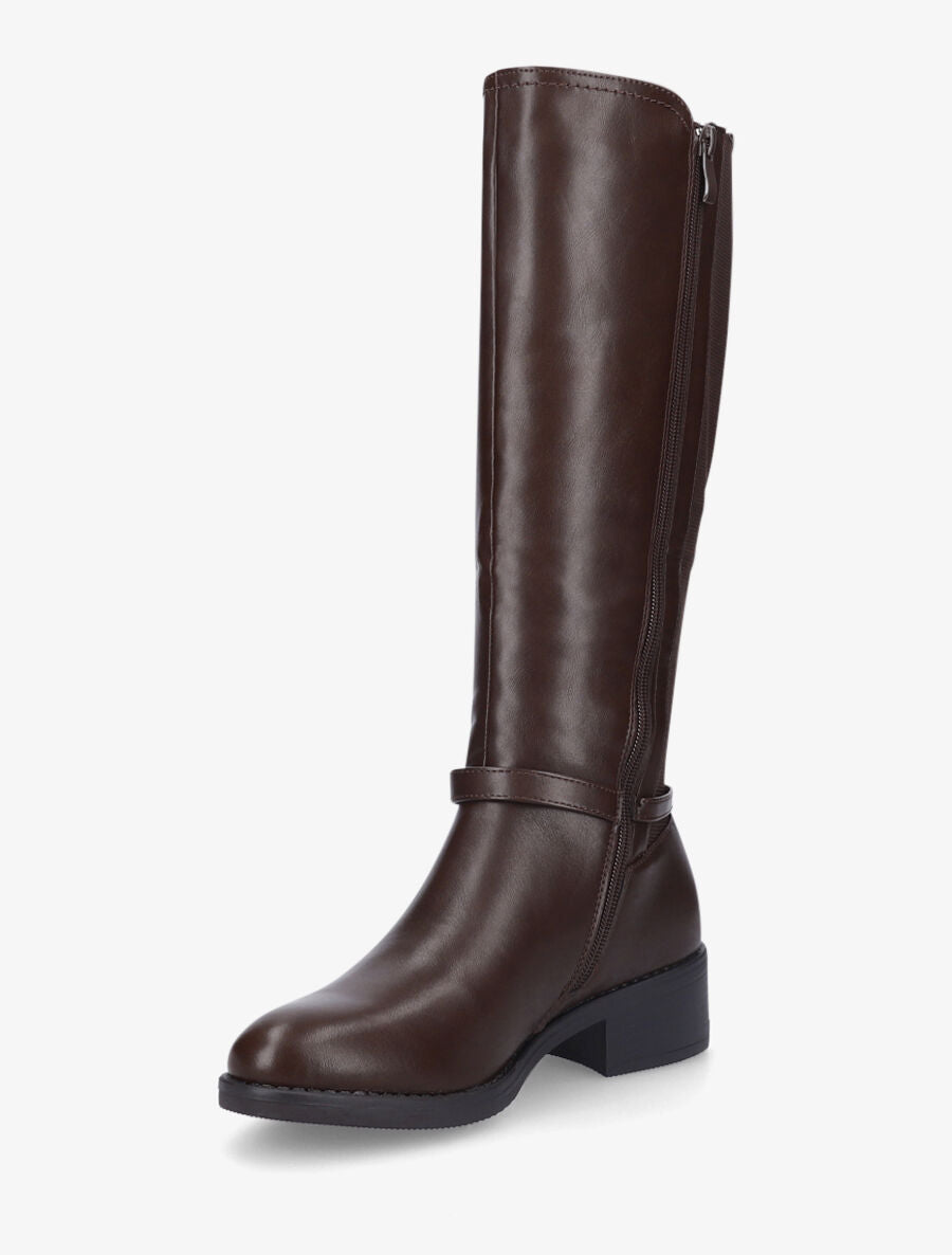 Bottes plates élastiquées en simili - Marron - 3