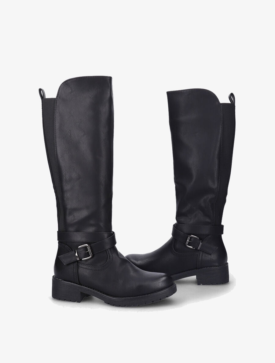 Bottes cavalières élastiquées à brides - Noir - 4
