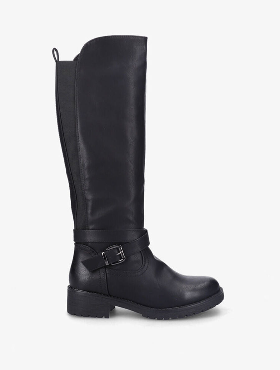 Bottes cavalières élastiquées à brides - Noir - 1