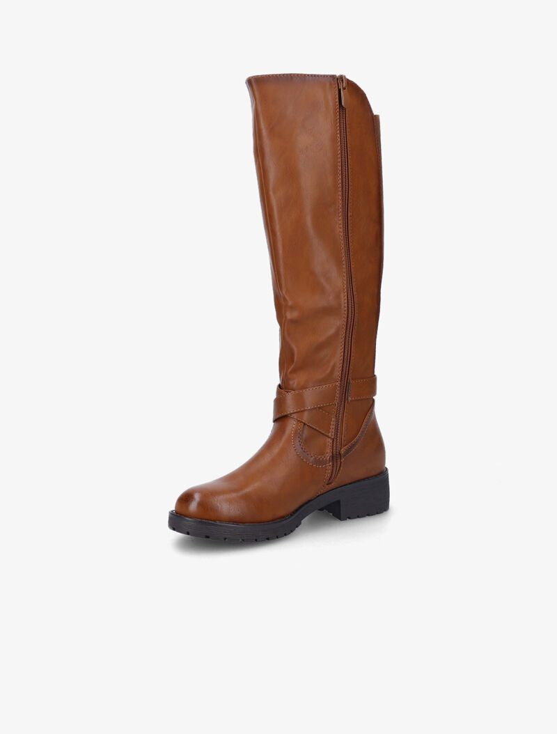 Bottes cavalières élastiquées à brides - Camel - 3