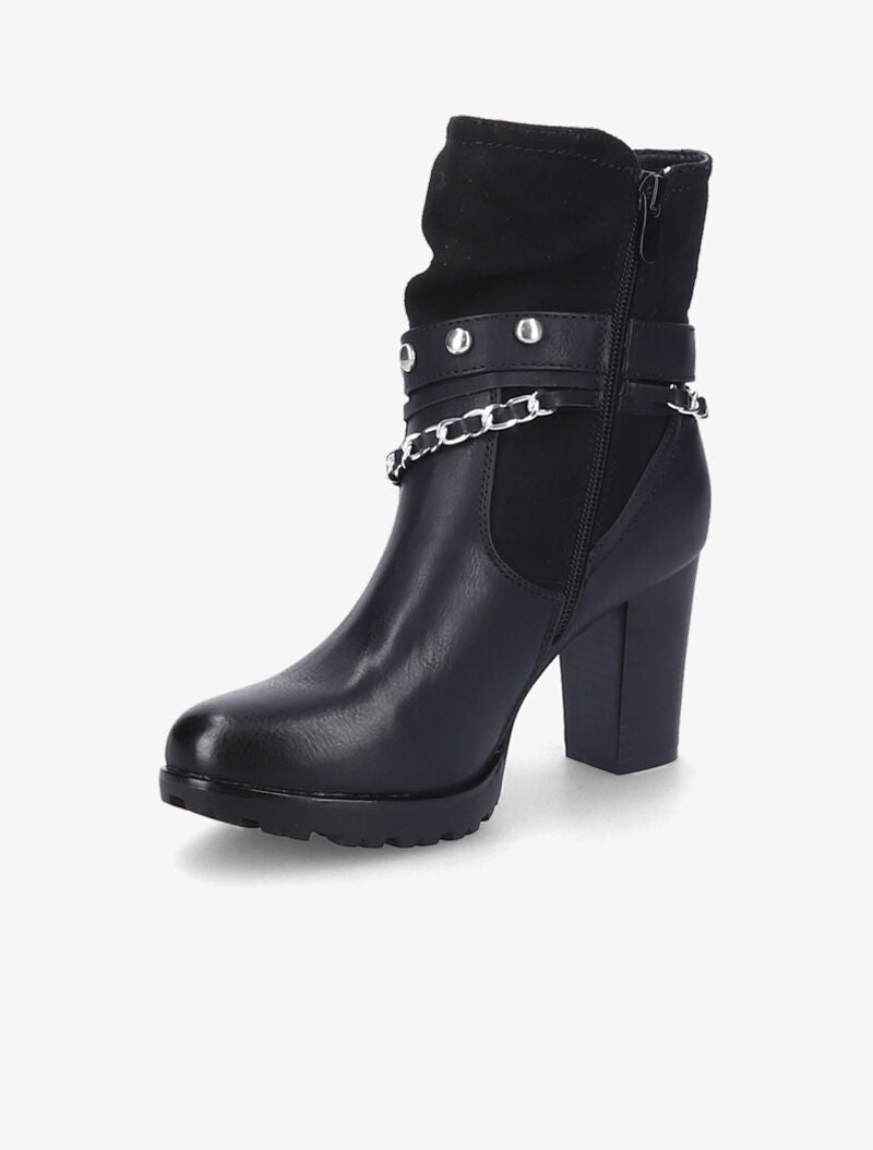 Bottines à talon et brides stylisées - Noir - 4
