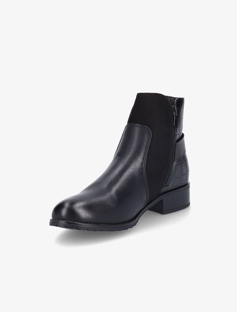 Bottines bi-matière à sangle style chaîne - Noir - 3