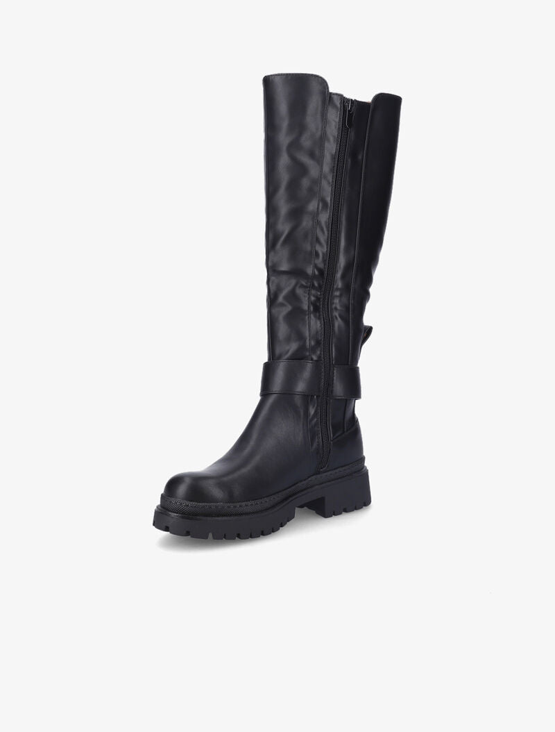 Bottes style motard à sangles à boucle carrée - Noir - 4