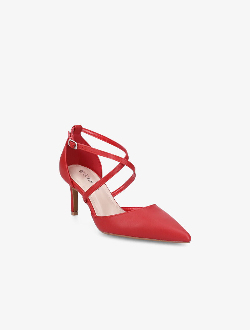 Escarpins à brides croisées - Rouge - 3