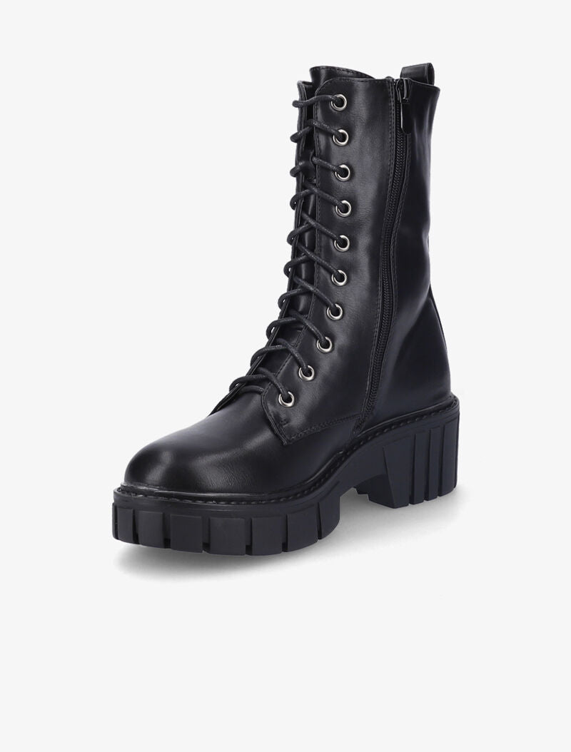 Bottines montantes à double zips décoratifs dorés - Noir - 4