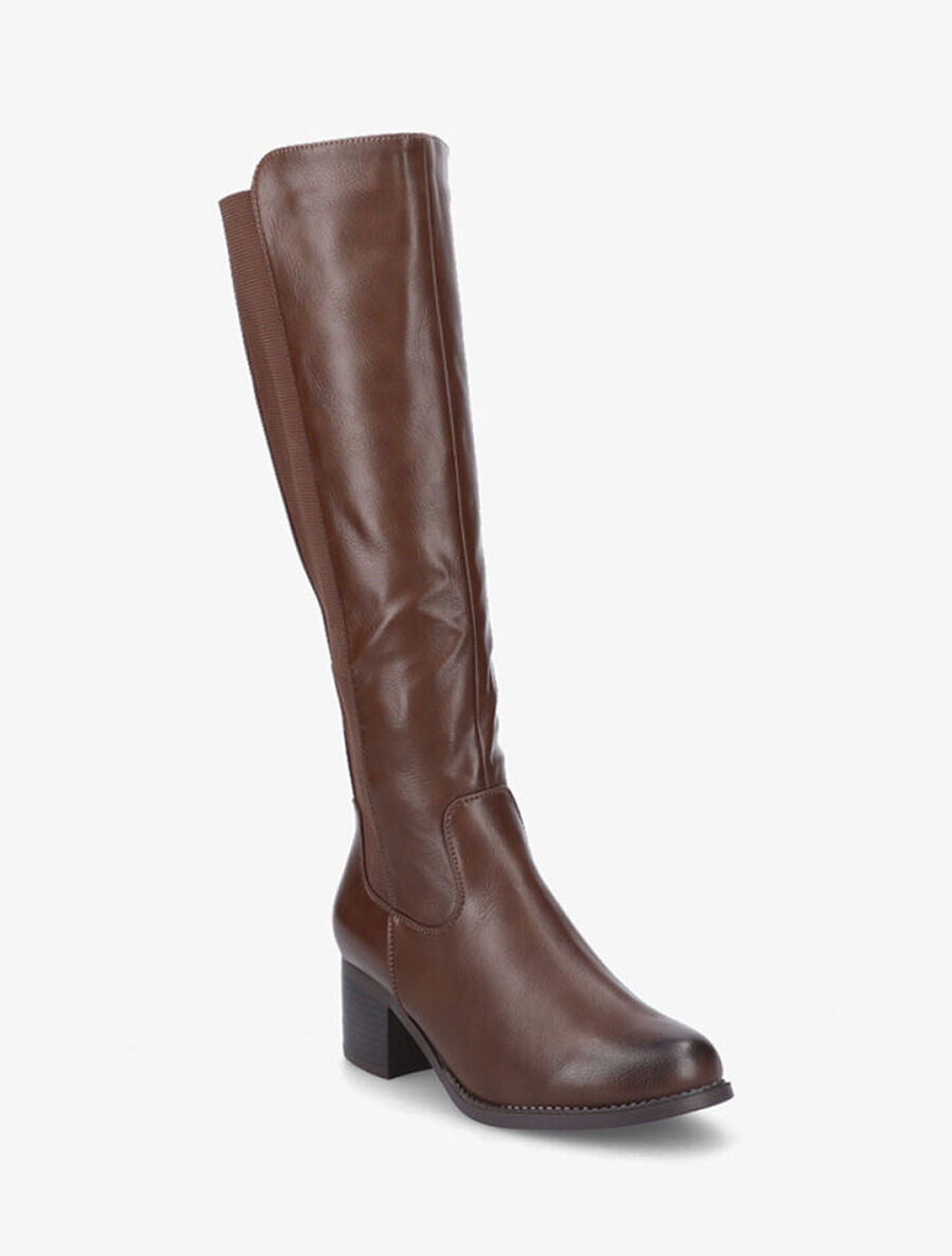 Bottes à talon et contrefort élastiqué - Marron - 2