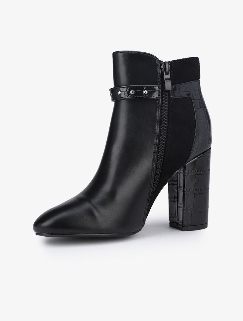 Bottines bi-matière à bride à boucle - Noir - 4